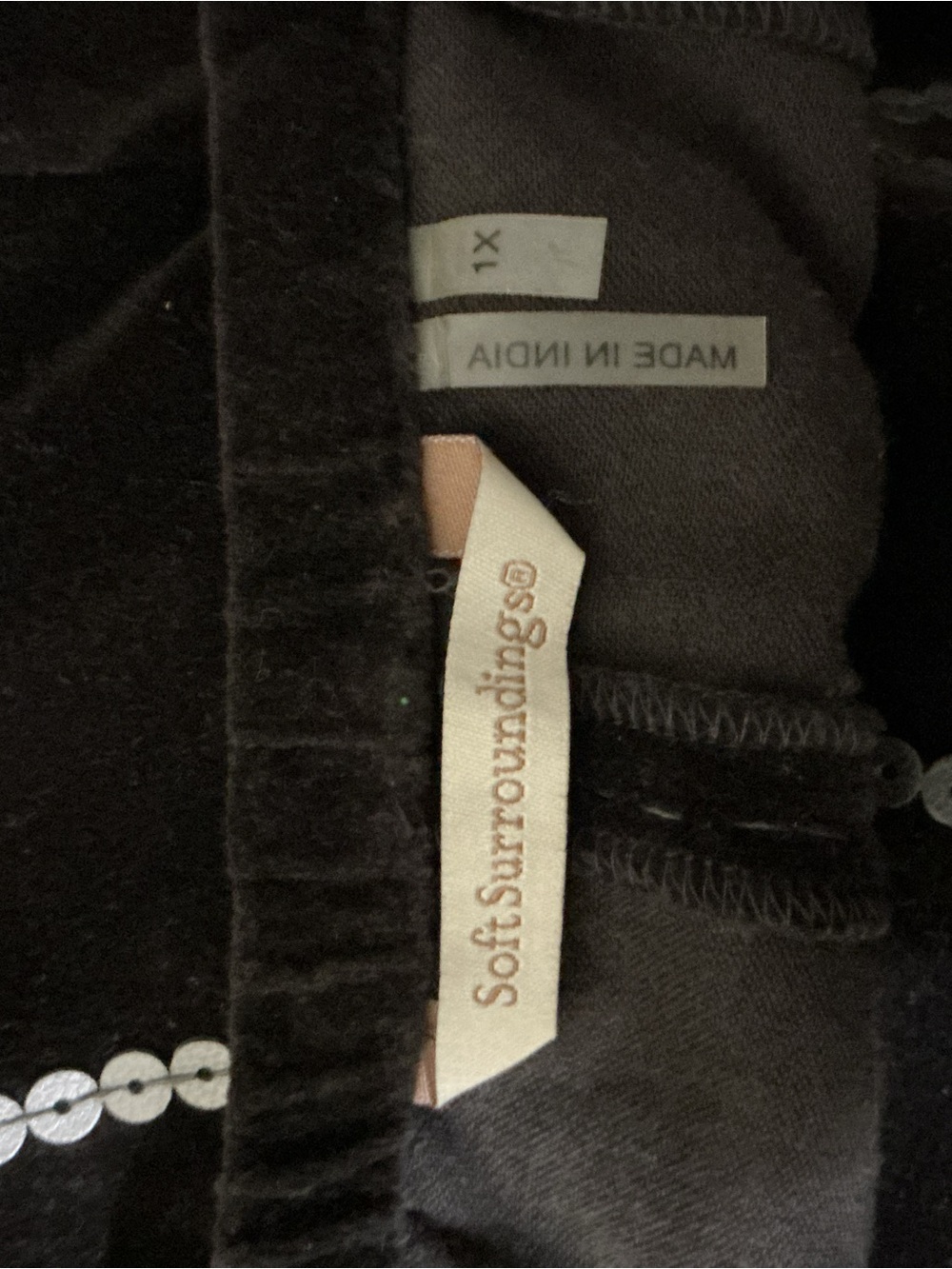 Soft Surroundings 1X Brown Cotton Skirt with Bronze Sequin Embellishment - Picture 2 of 9